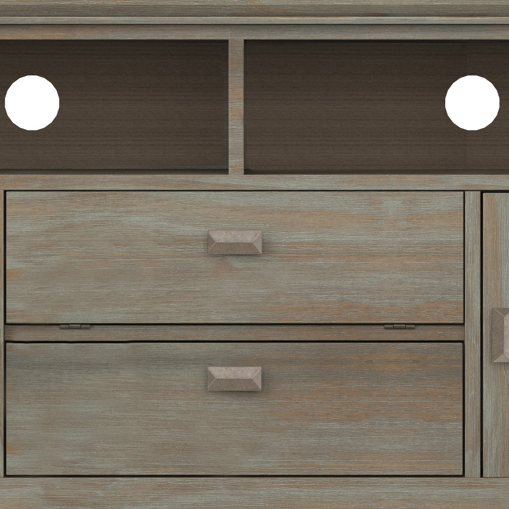 Artisan 72 inch Wide Solid Wood TV Stand in Distressed Grey For TVs up to 80 inches - sold by Home Elegance USA