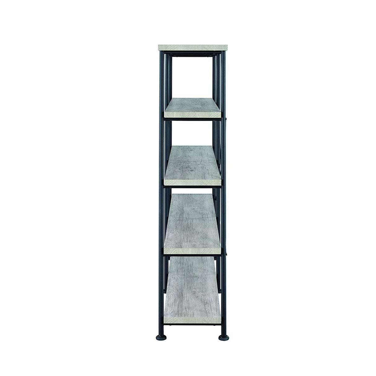 63 Inch Industrial 4 Tier Bookshelf, Particleboard, Metal Frame, Gray, Black | Home Elegance USA