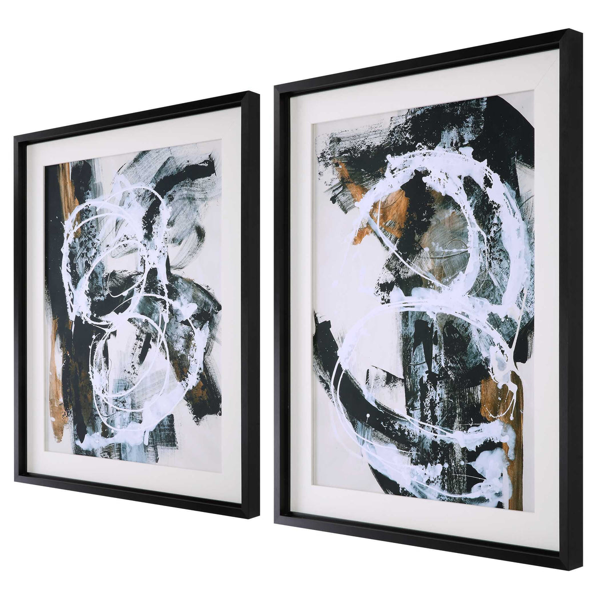 Winterland Abstract Prints (Set of 2) - Black by Uttermost - View 4