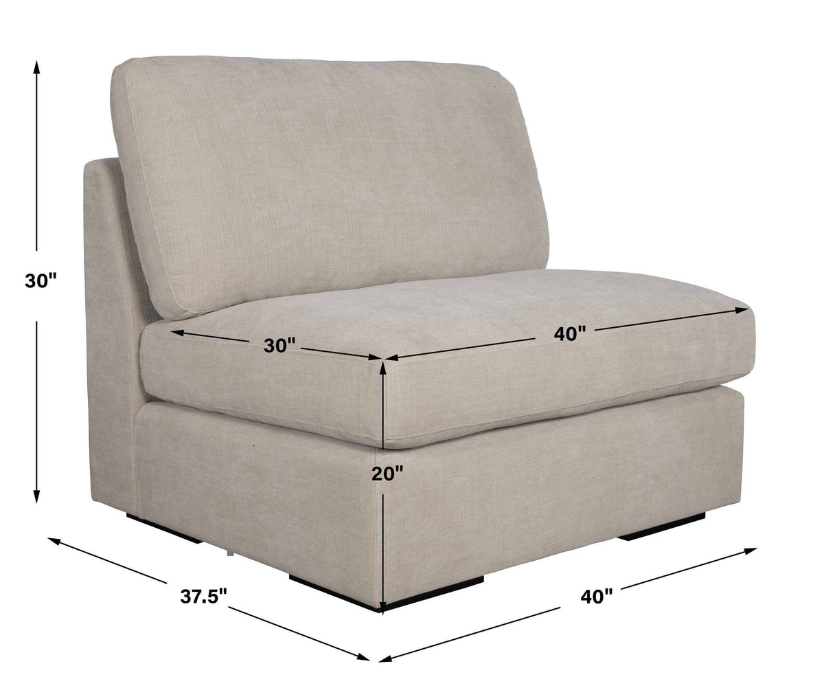 Refuge Armless Sand Sofa - Beige by Uttermost - View 9