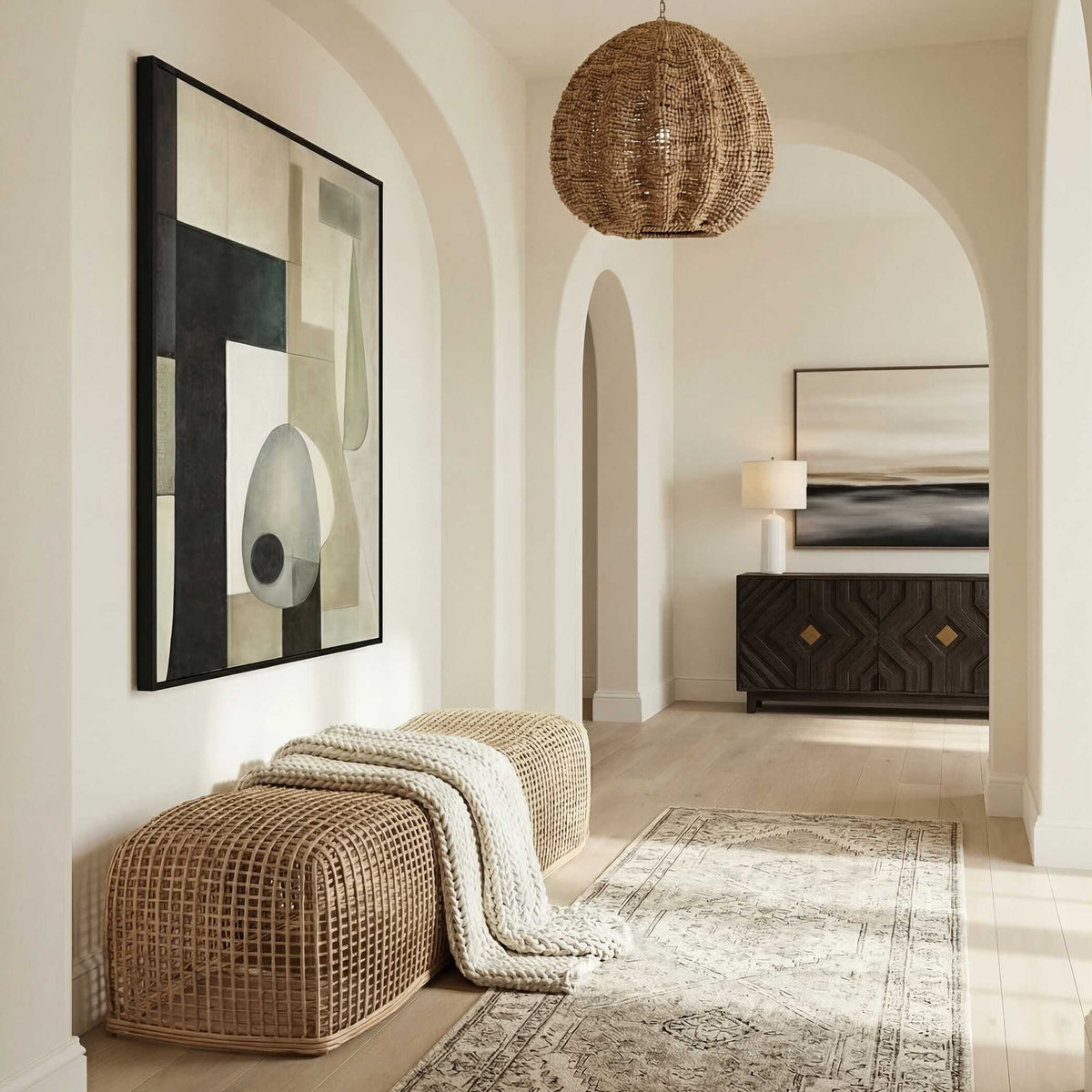Tino Rattan Bench Woodtone - Light Brown by Uttermost - View 2