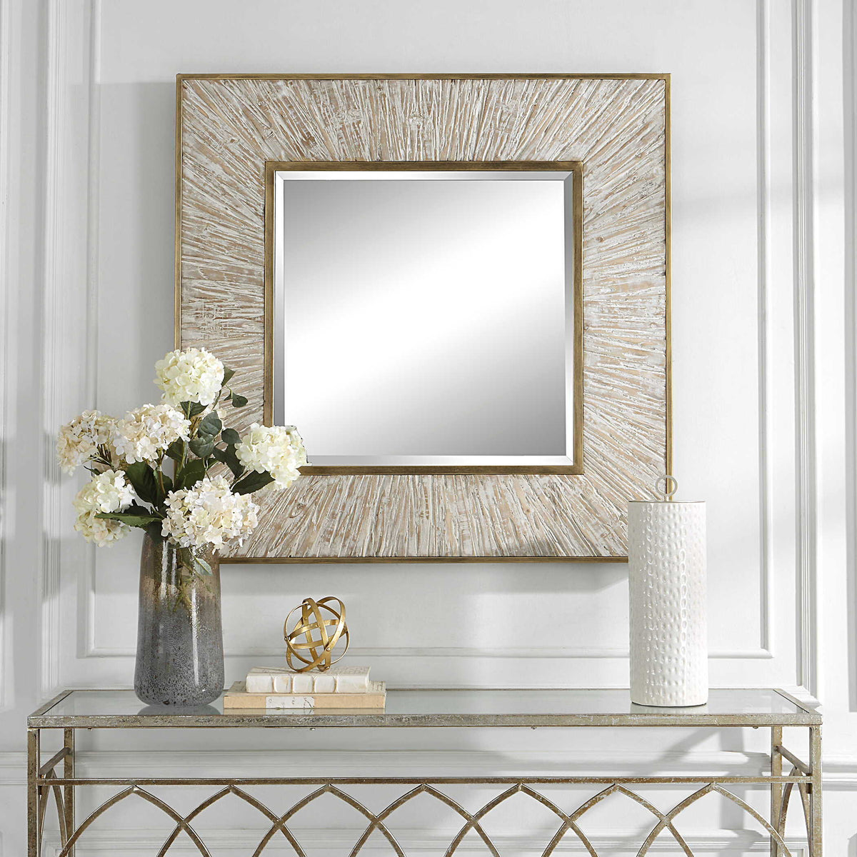 Wharton Square Mirror - Gold / Beige by Uttermost - View 2