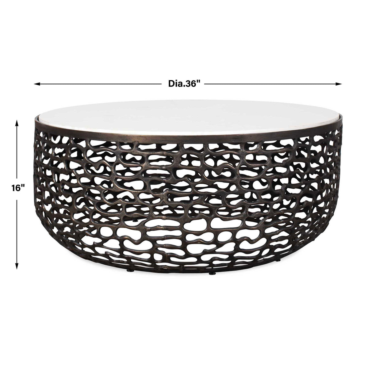 Sabena Marble Outdoor Coffee Table Black / White - White / Black by Uttermost - View 6