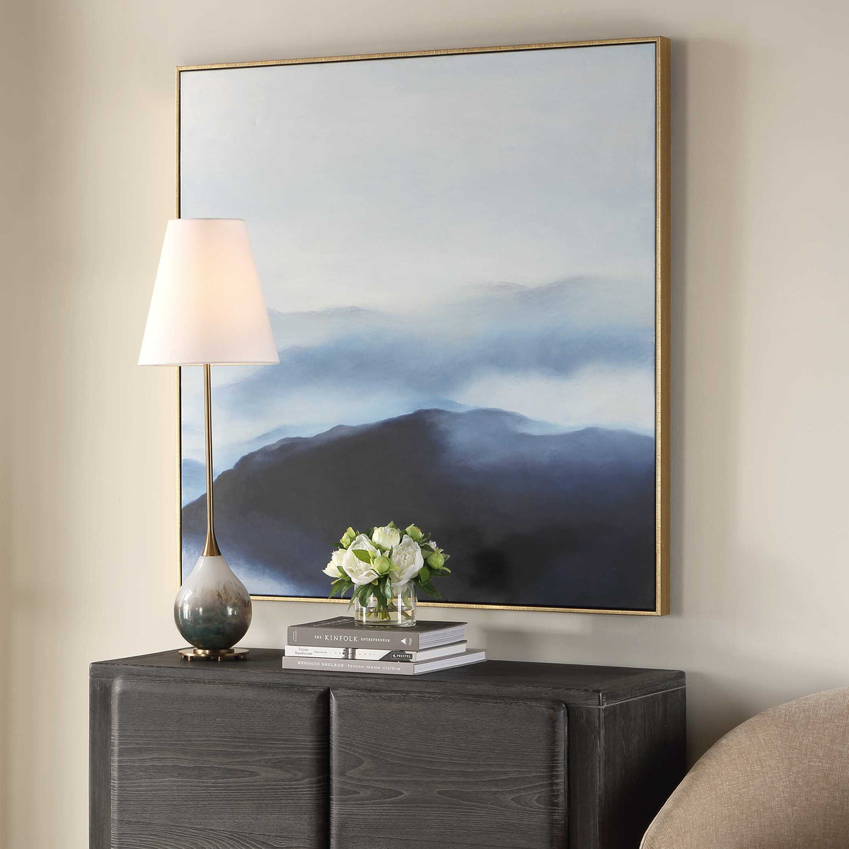 Cold Shoulder Hand Painted Landscape Art - Blue by Uttermost - View 3
