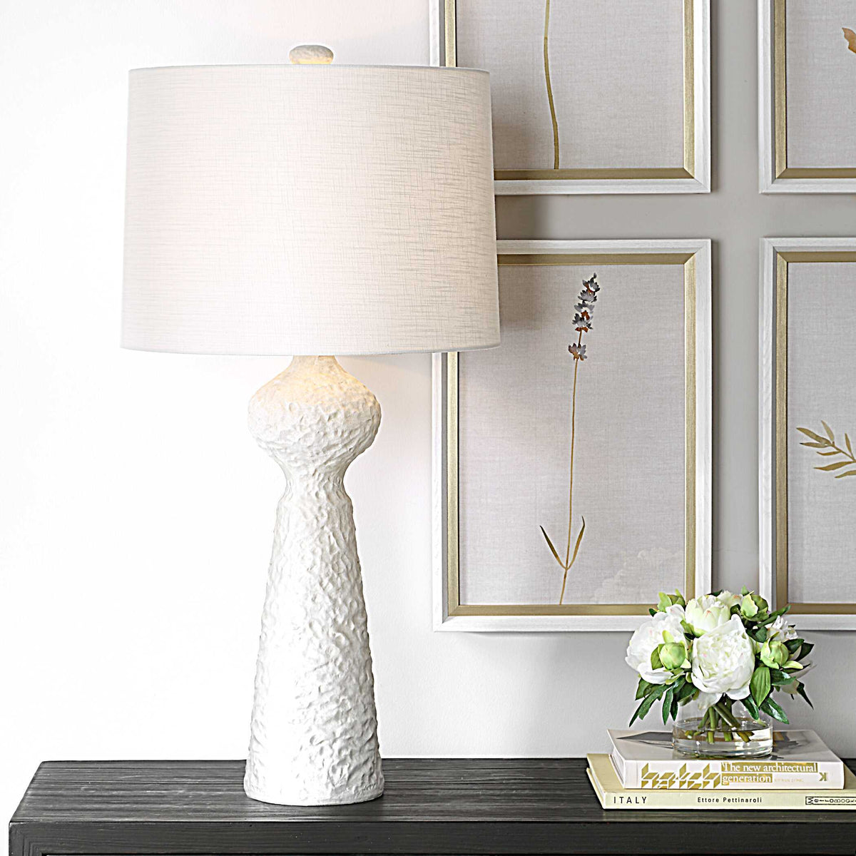 Sonata Textured Table Lamp - White by Uttermost - View 2