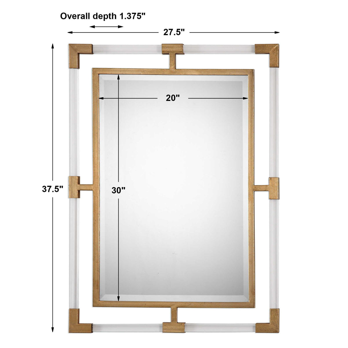 Balkan Modern Wall Mirror - Gold by Uttermost - View 7
