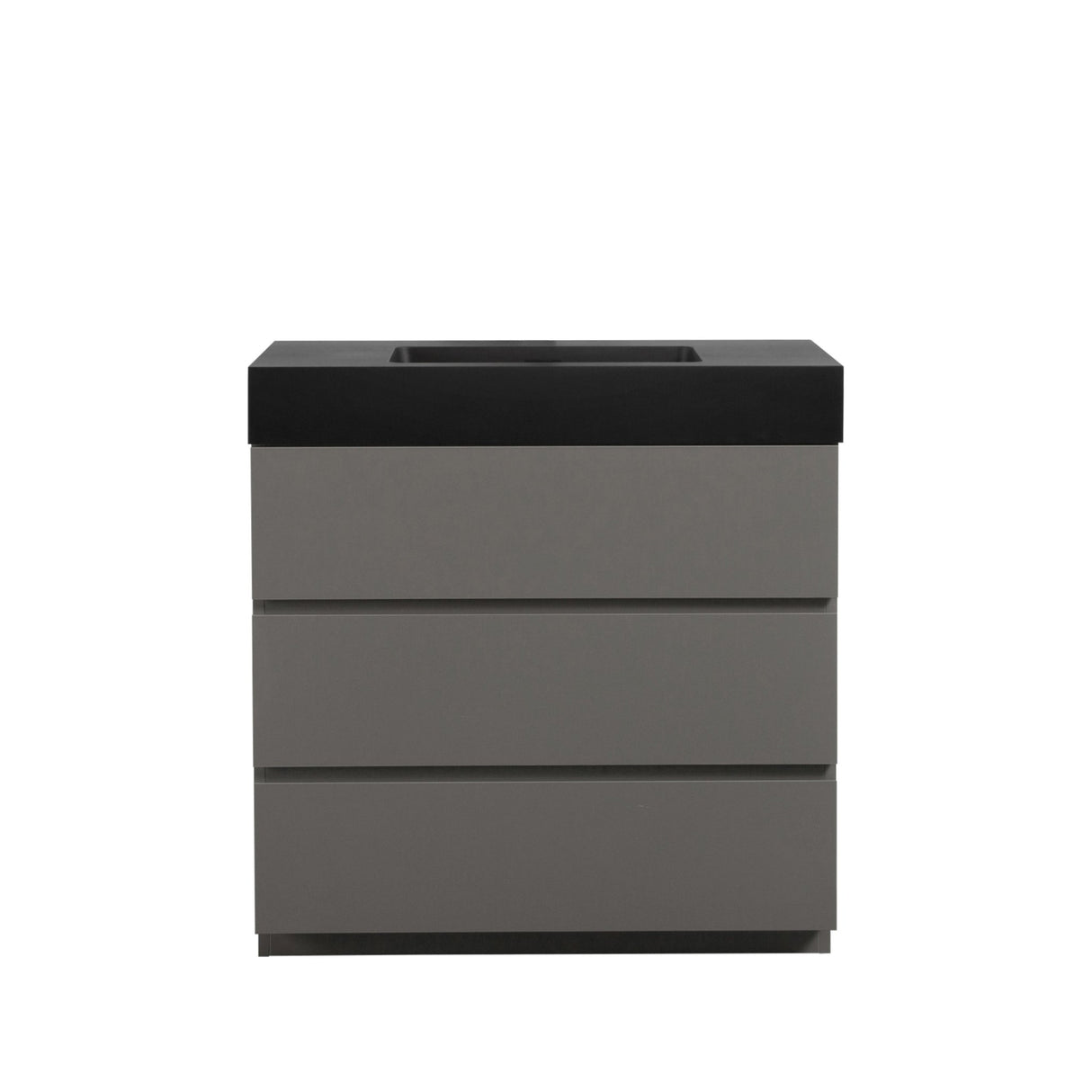 Alice 36" Gray Bathroom Vanity with Sink, Large Storage Freestanding Bathroom Vanity for Modern Bathroom, One - Piece Black Sink Basin without Drain and Faucet | Home Elegance USA