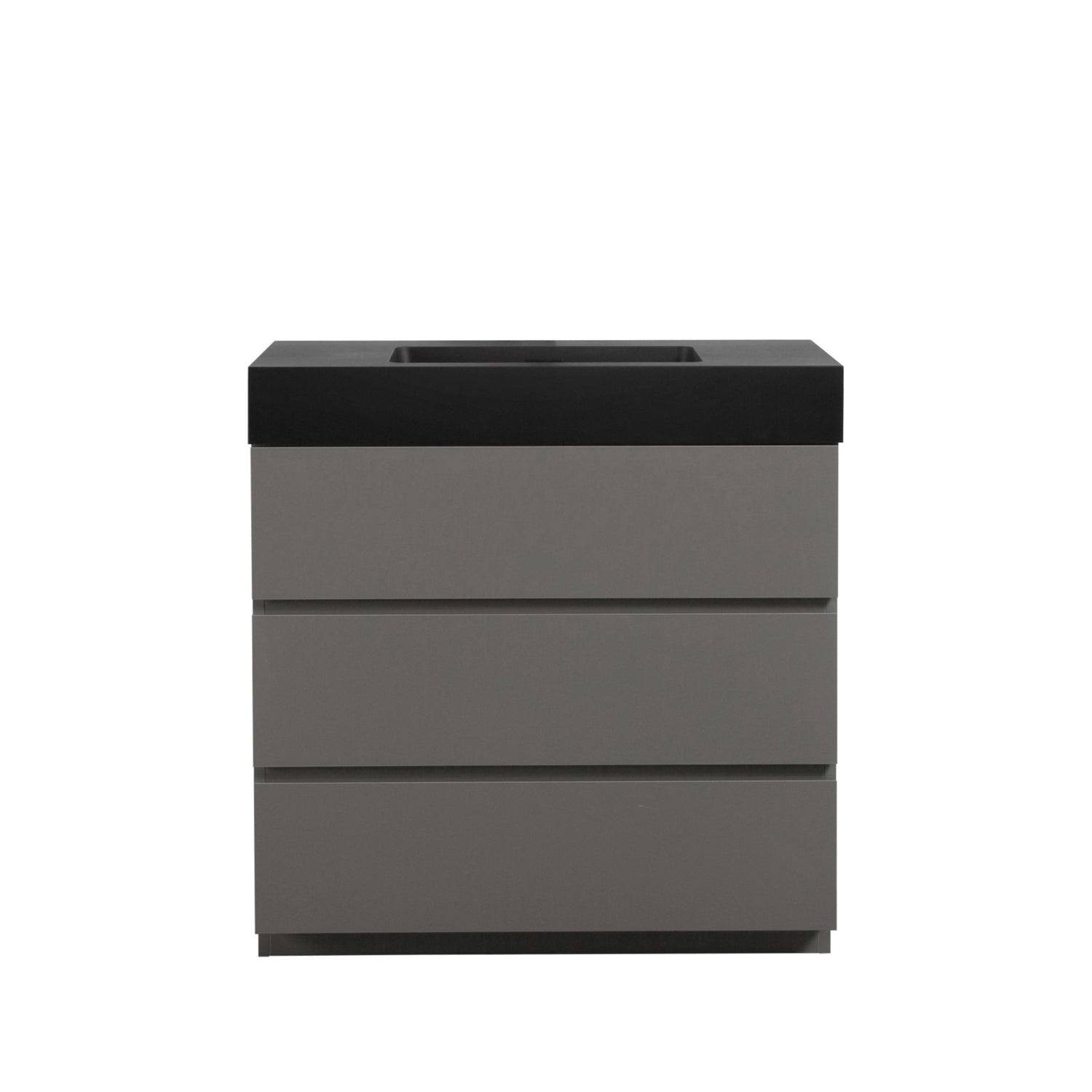 Alice 36" Gray Bathroom Vanity with Sink, Large Storage Freestanding Bathroom Vanity for Modern Bathroom, One - Piece Black Sink Basin without Drain and Faucet | Home Elegance USA