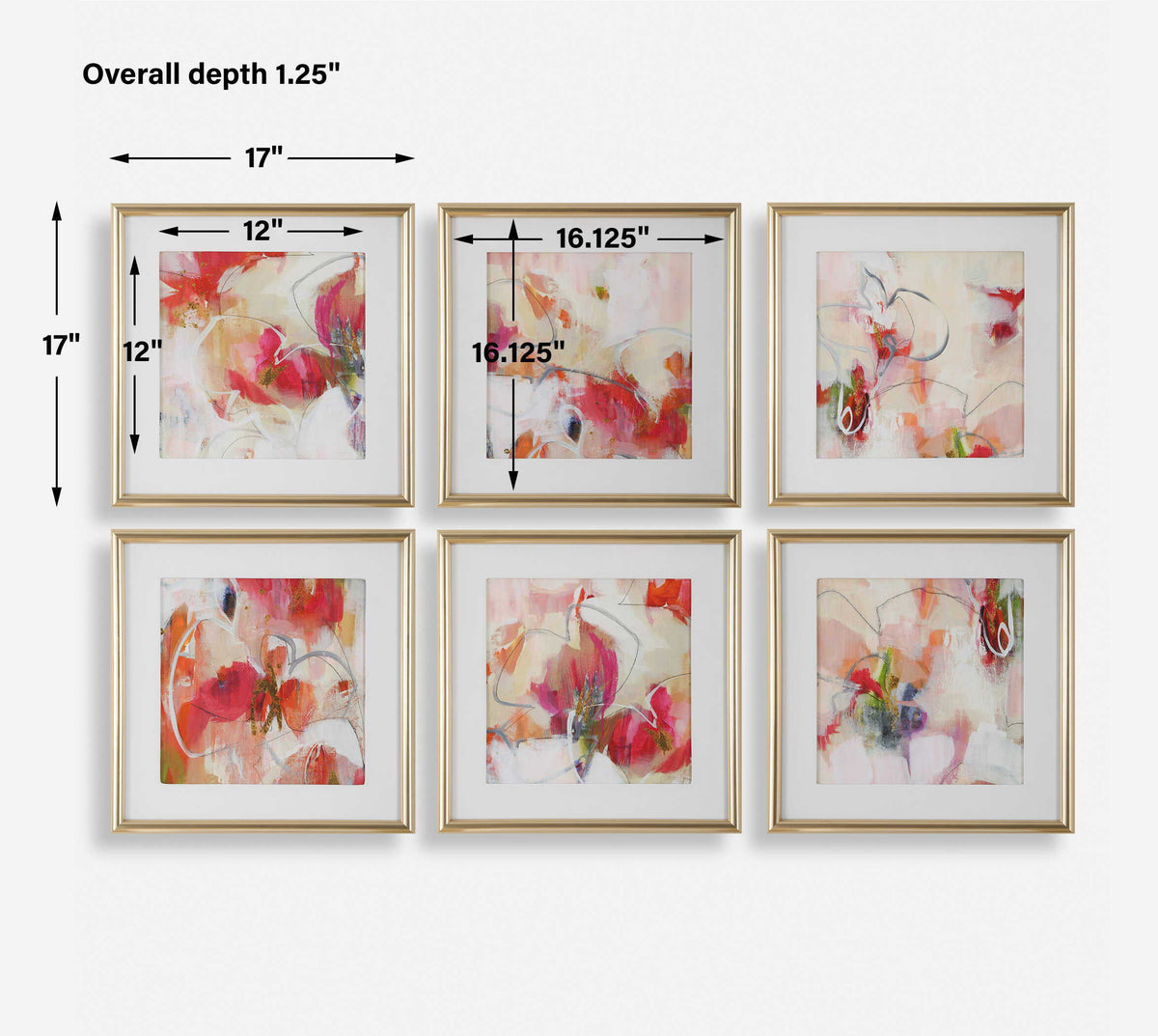 Fresh Start Red Abstract Prints (Set of 6) by Uttermost - View 8