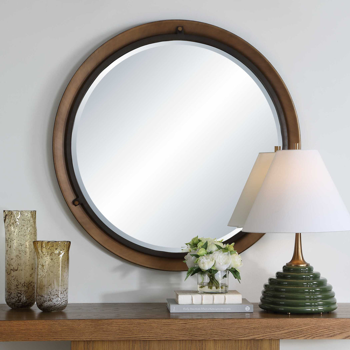 Porthole Round Mirror Bronze - Black by Uttermost - View 2