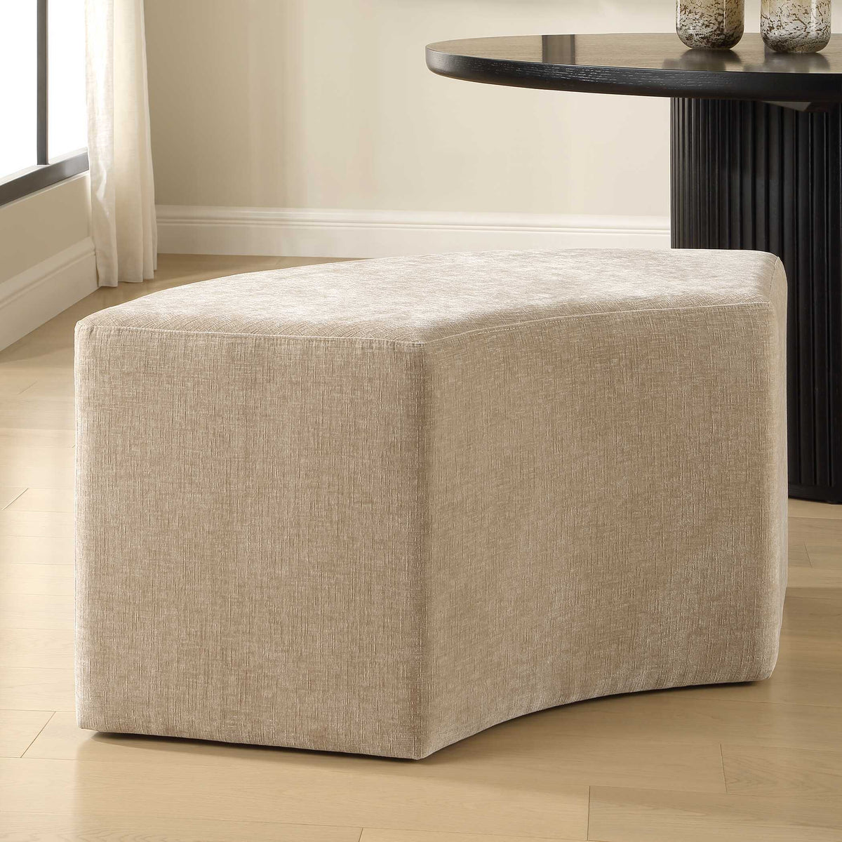 Khai Rounded Plush Dining Bench - Light Brown by Uttermost - View 4