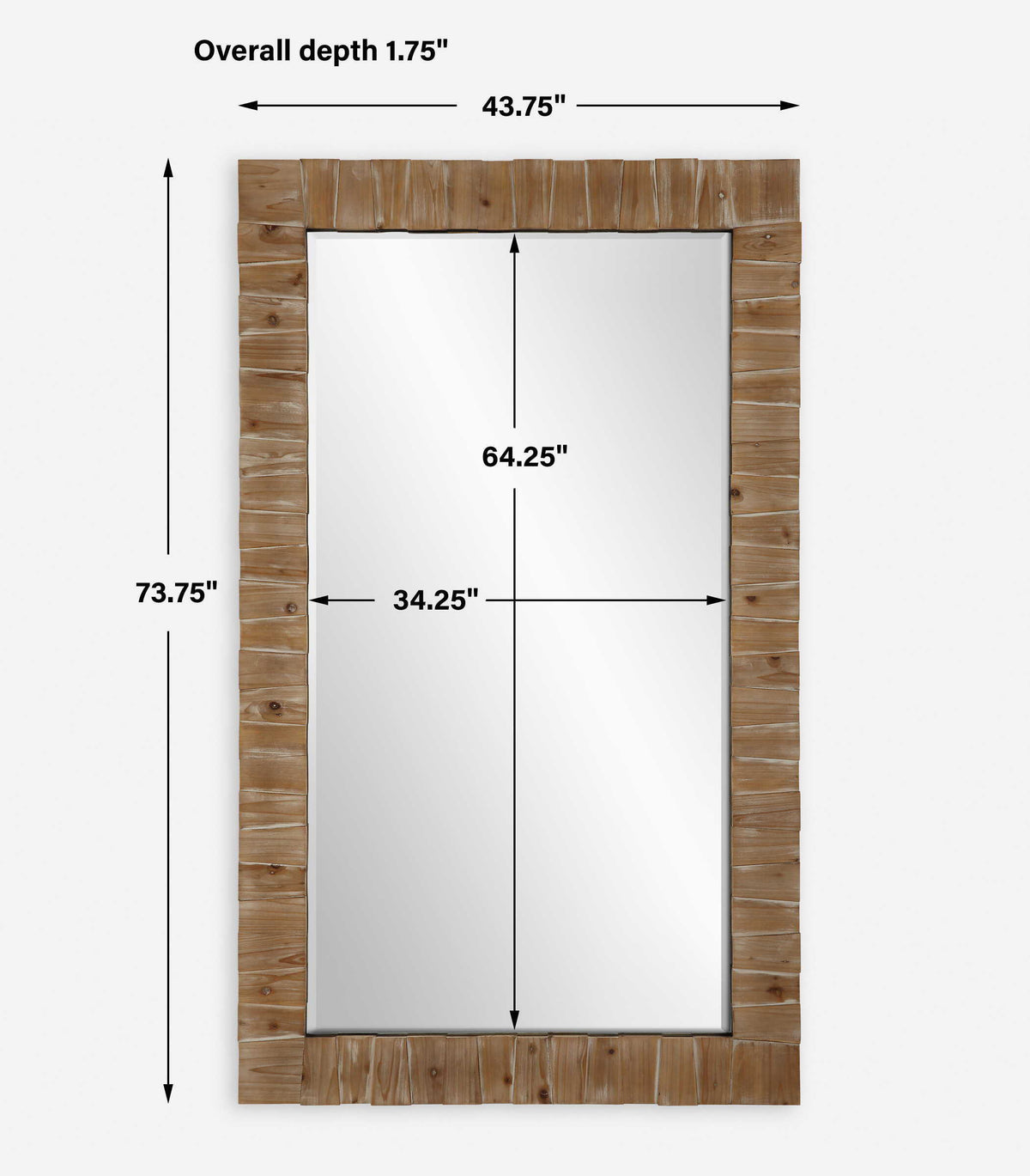 Ayanna Wood Mirror Gray Washed - Dark Brown by Uttermost - View 6