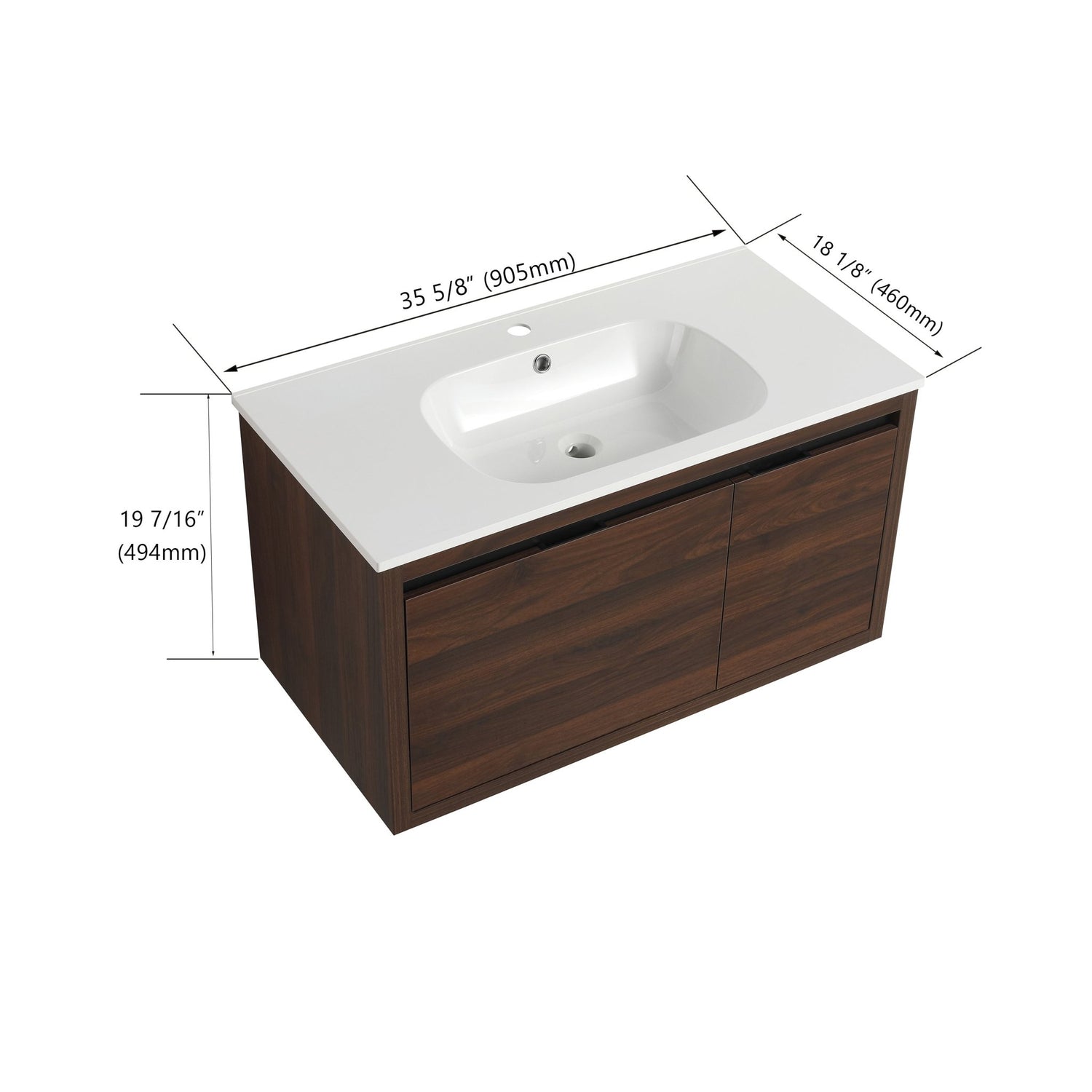 36 Inch Bathroom Vanity With Gel Sink | Home Elegance USA