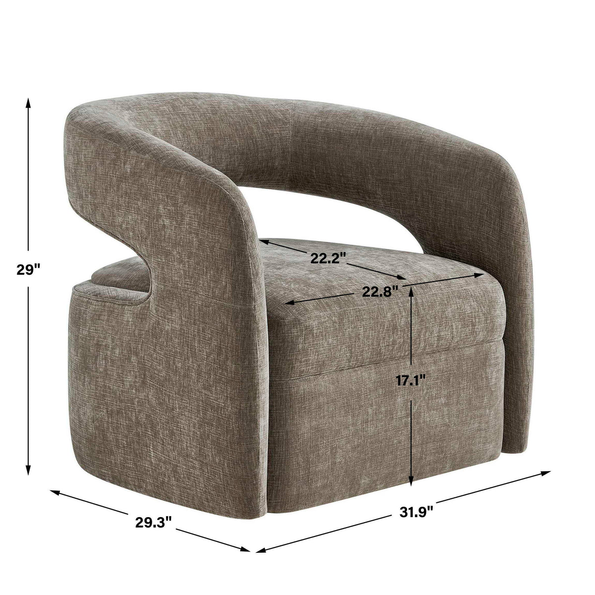 Breis Swivel Barrel Chair - Dark Gray by Uttermost - View 8