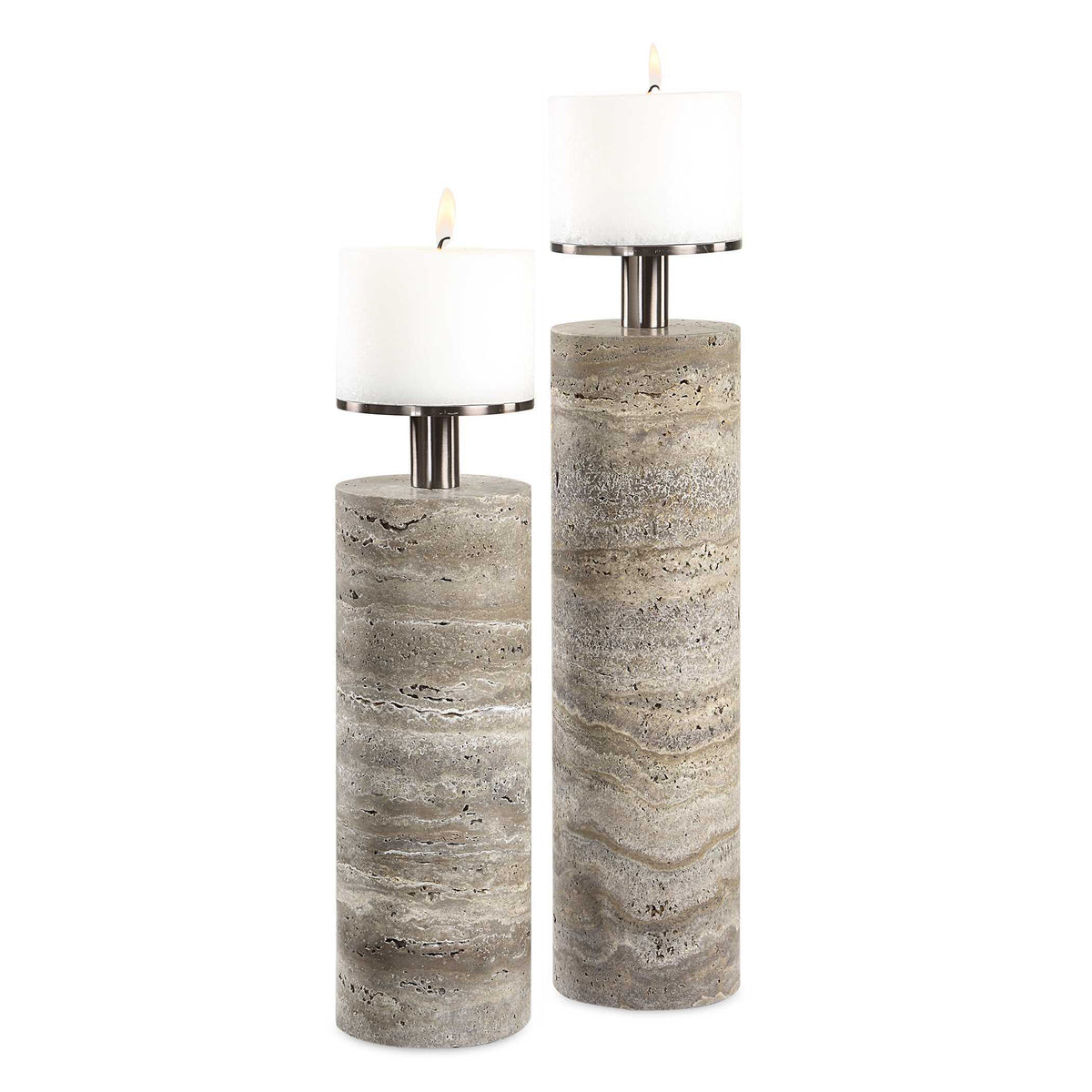Shadowstone Candleholders (Set of 2) - Gray by Uttermost - View 1