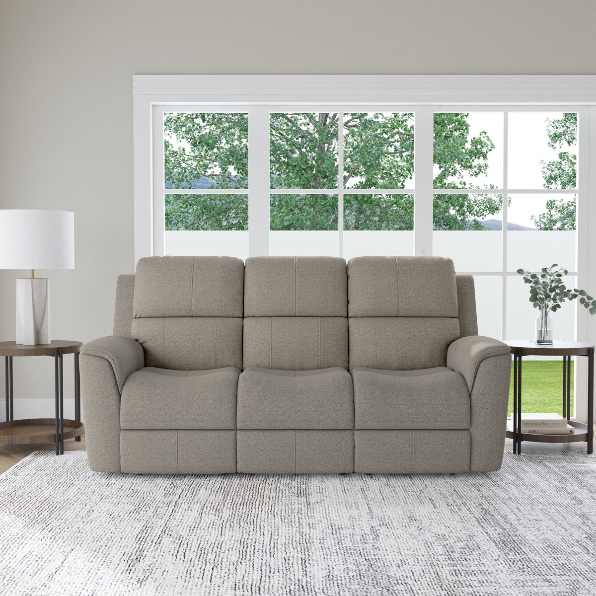 Henry Power Reclining Sofa With Power Headrests & Lumbar - Fog | Flexsteel