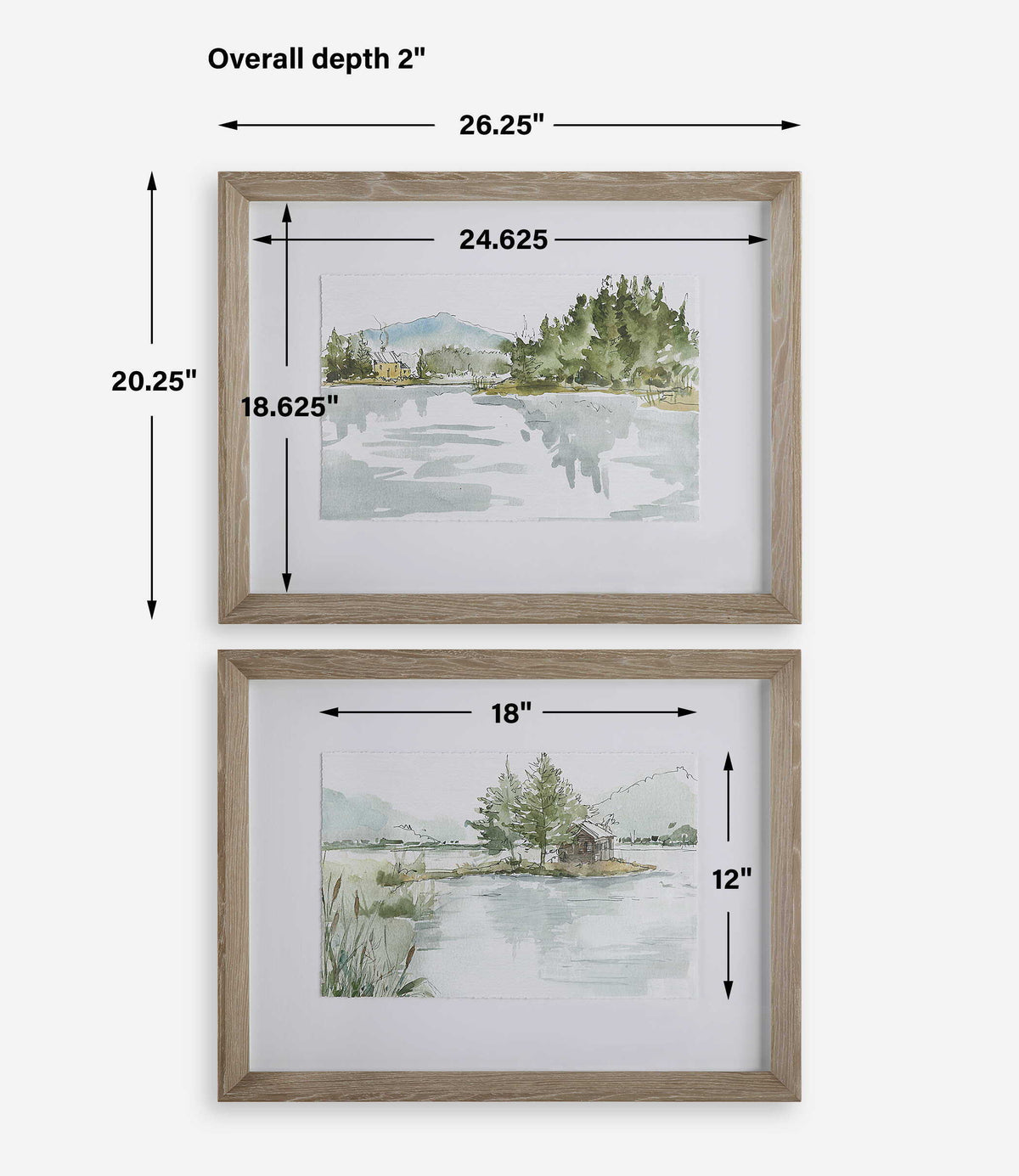 Serene Lake Framed Prints (Set of 2) - Light Brown by Uttermost - View 8