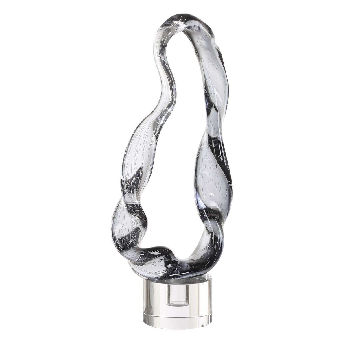 Luminous Twist Glass Sculpture - Black / White by Uttermost - View 4