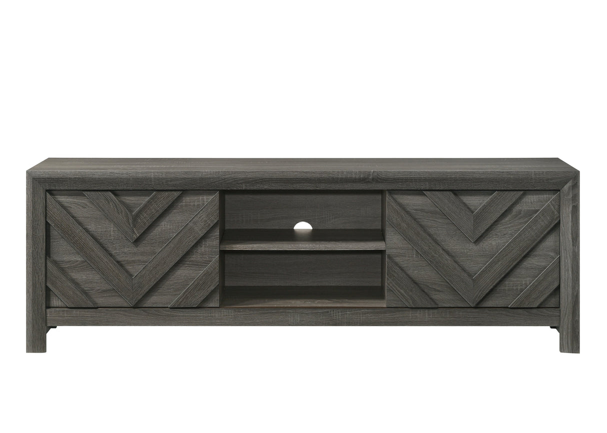 1pc Rustic Geometric Design Contemporary Traditional Interiors Entertainment Console TV Stand Living Room Furniture Grey - sold by Home Elegance USA