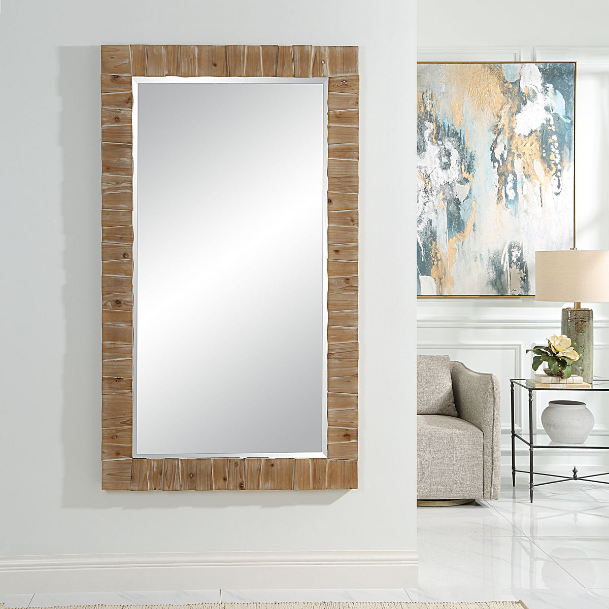 Ayanna Wood Mirror Gray Washed - Dark Brown by Uttermost - View 2