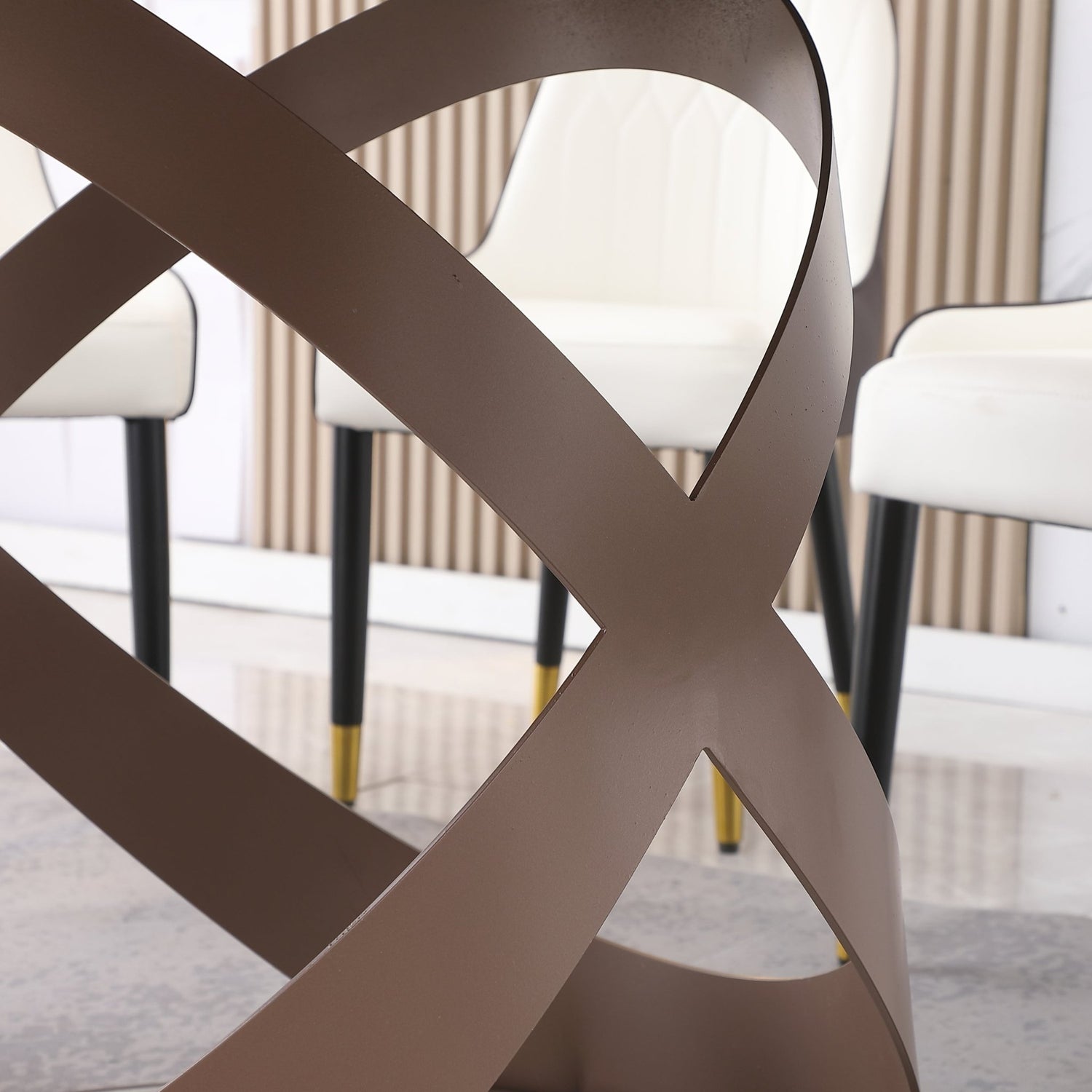 59.05"Modern Sintered stone dining table with 31.5" round turntable and metal exquisite pedestal | Home Elegance USA