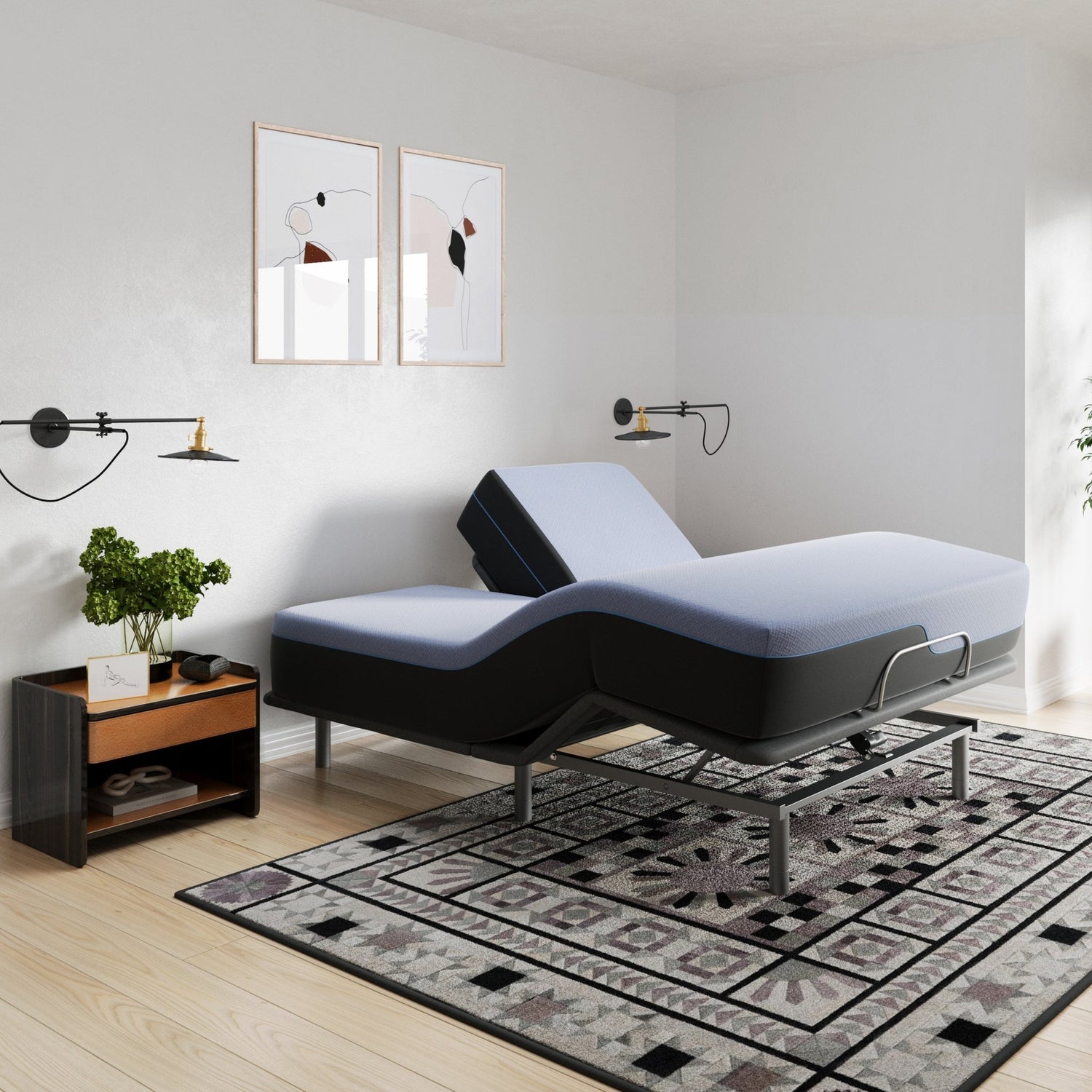 Refresh 12 inch Flex Head Memory Foam Hybrid Mattress and Adjustable Base Bundle, Queen Size