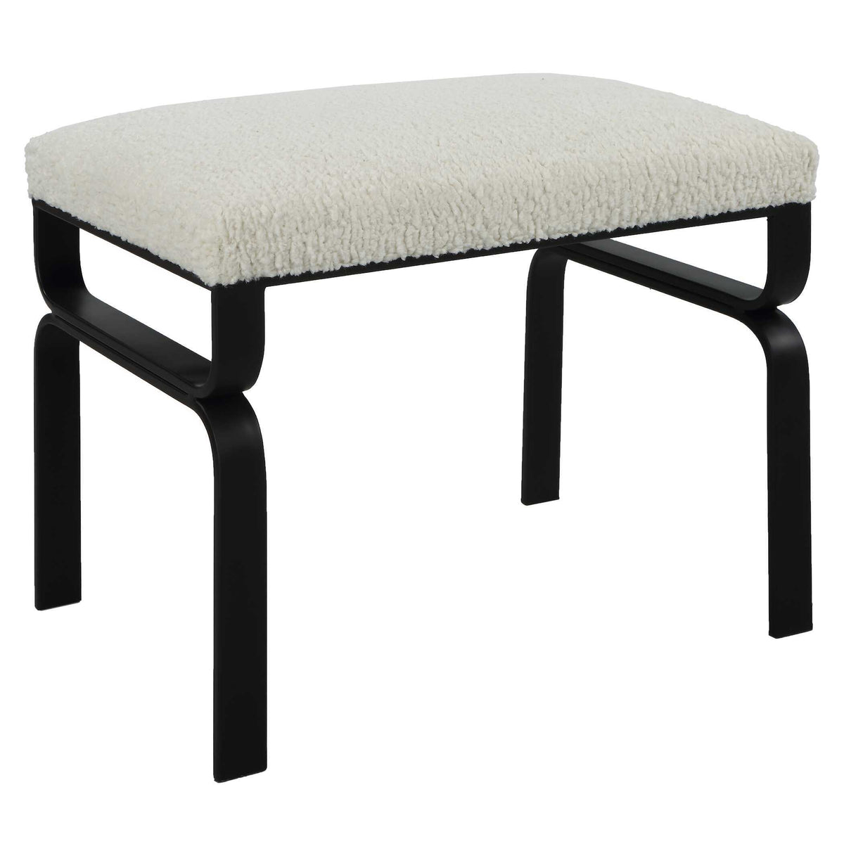 Diverge White Shearling Small Bench by Uttermost - View 4