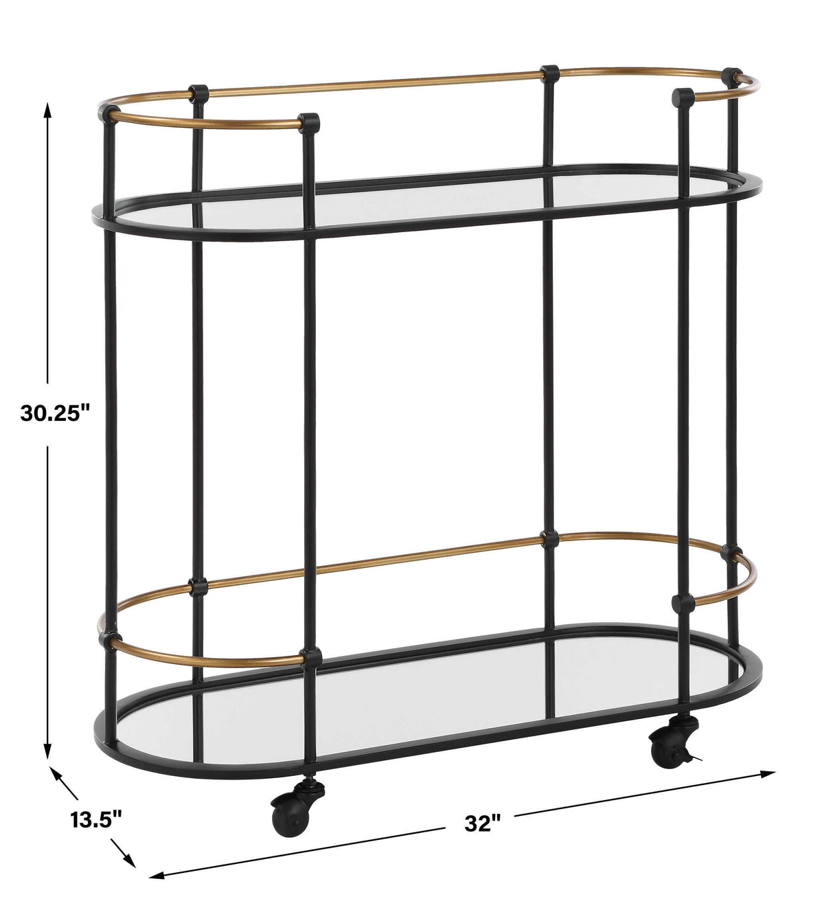 Andre Iron Bar Cart - Black by Uttermost - View 8