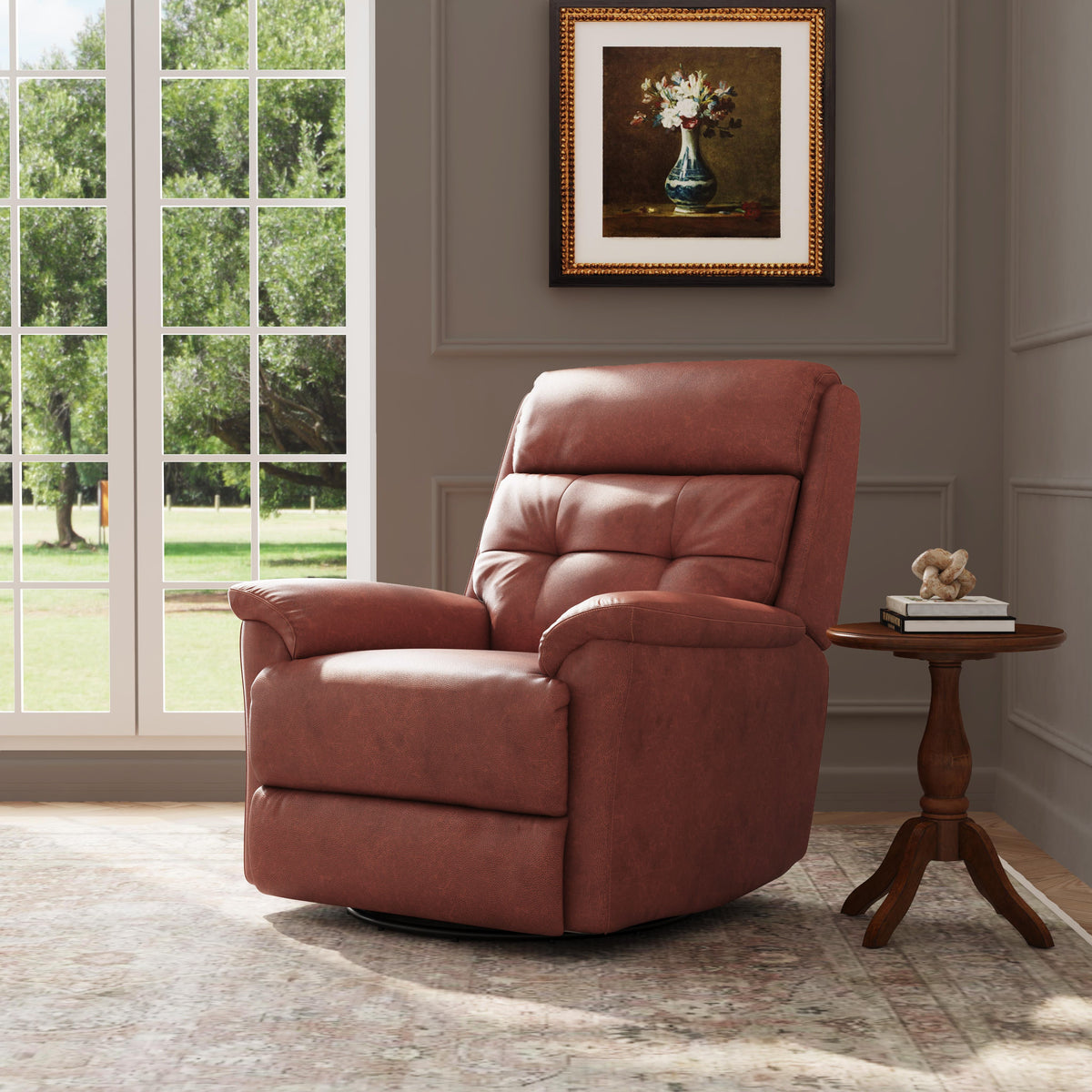 Sophisticated Power Swivel Gliding Recliner With Power Headrest & Lumbar | Flexsteel