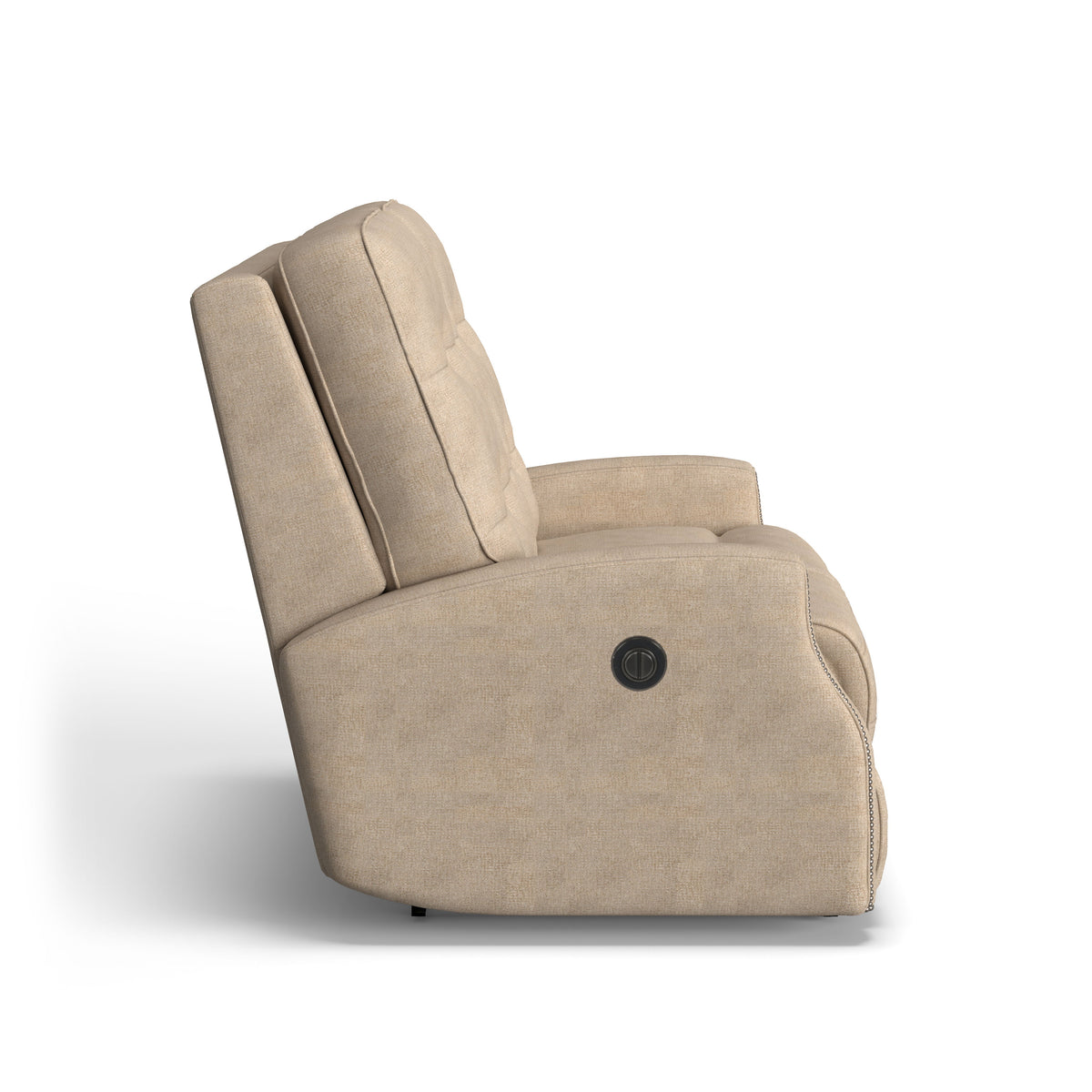 Devon Transitional Fabric Power Reclining Loveseat With Nailhead Trim | Flexsteel