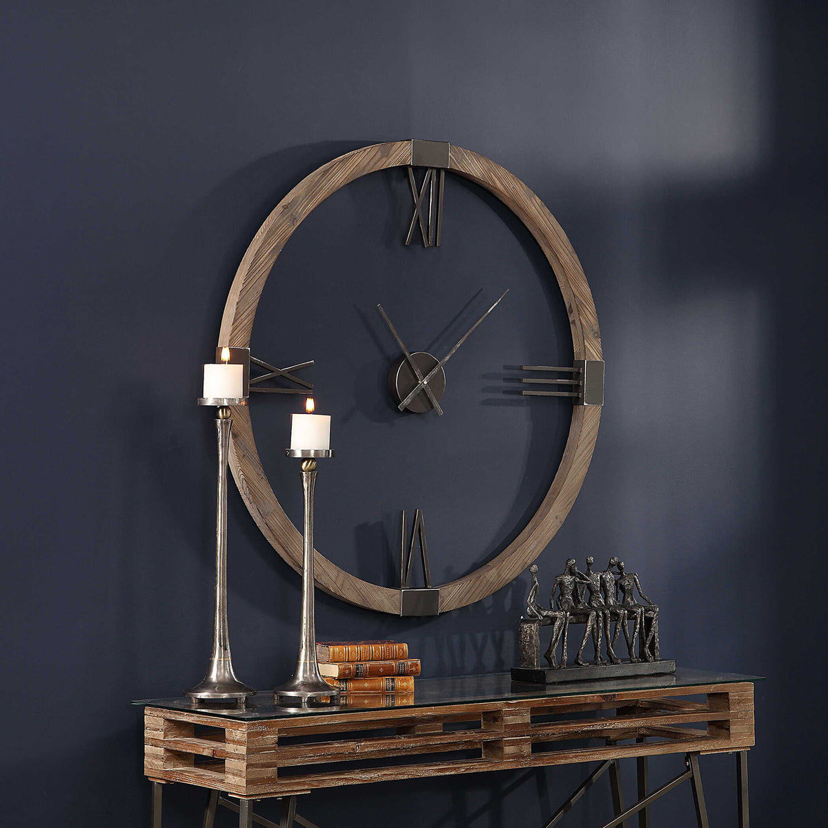 Marcelo Modern Wall Clock - Light Brown / Dark Gray by Uttermost - View 4
