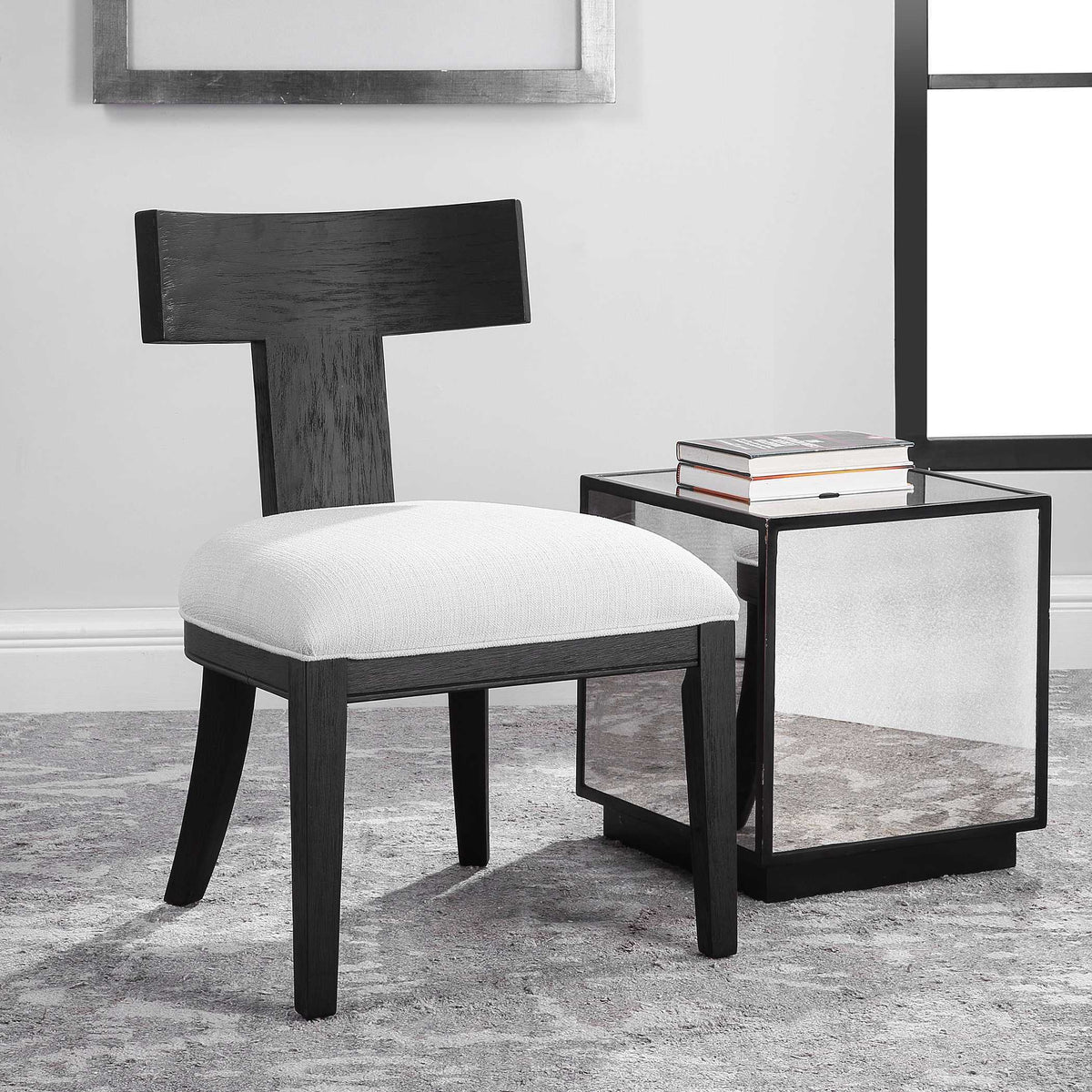 Idris Armless Chair White & Black - White / Black by Uttermost - View 3
