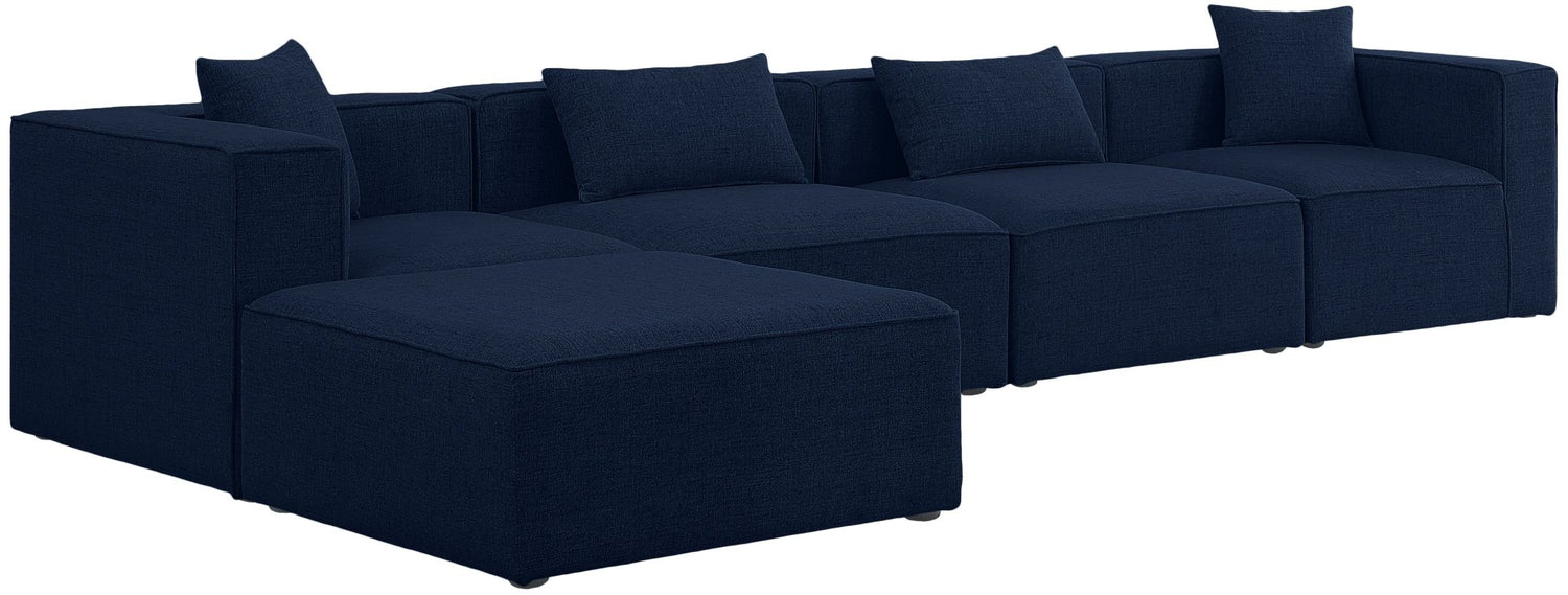 Cube - Modular Sectional 5 Piece - Navy - Fabric - Modern & Contemporary | Home Elegance USA