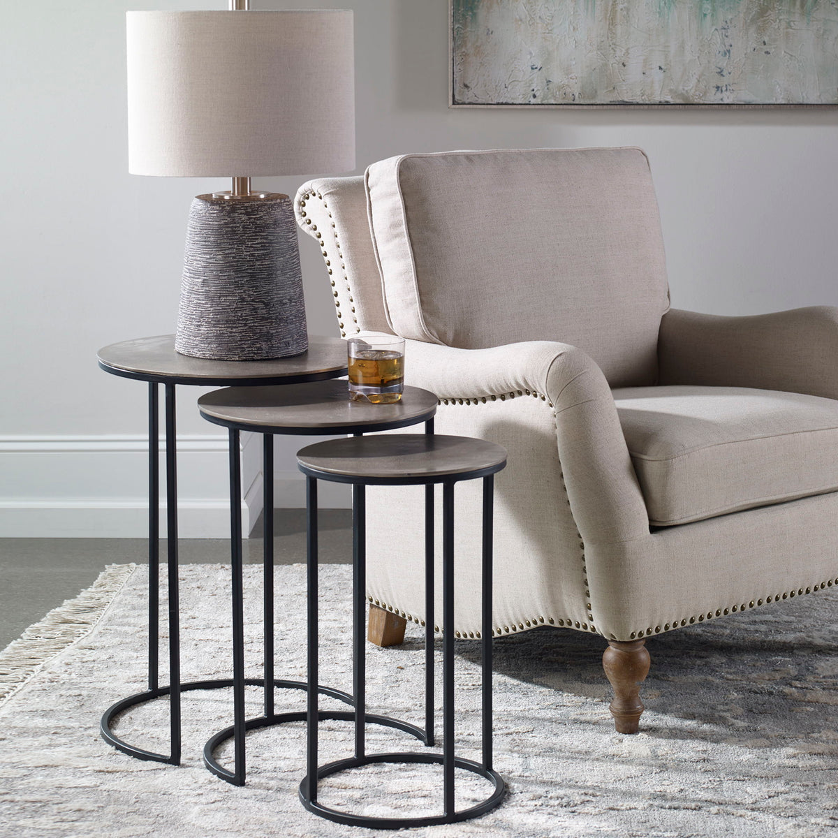Erik Metal Nesting Tables (Set of 3) - Dark Gray / Black by Uttermost - View 2