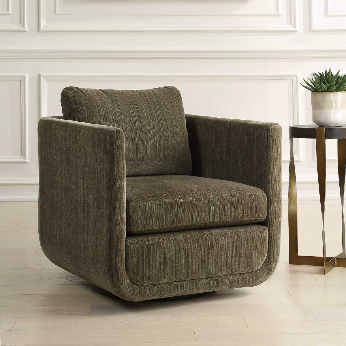 Abound Swivel Chair Herb - Dark Green by Uttermost - View 3