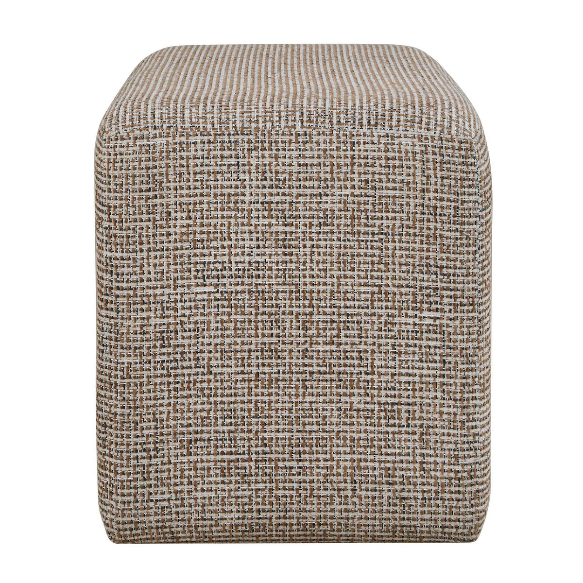 Kelce Woven Checkered Ottoman - Light Brown by Uttermost - View 7