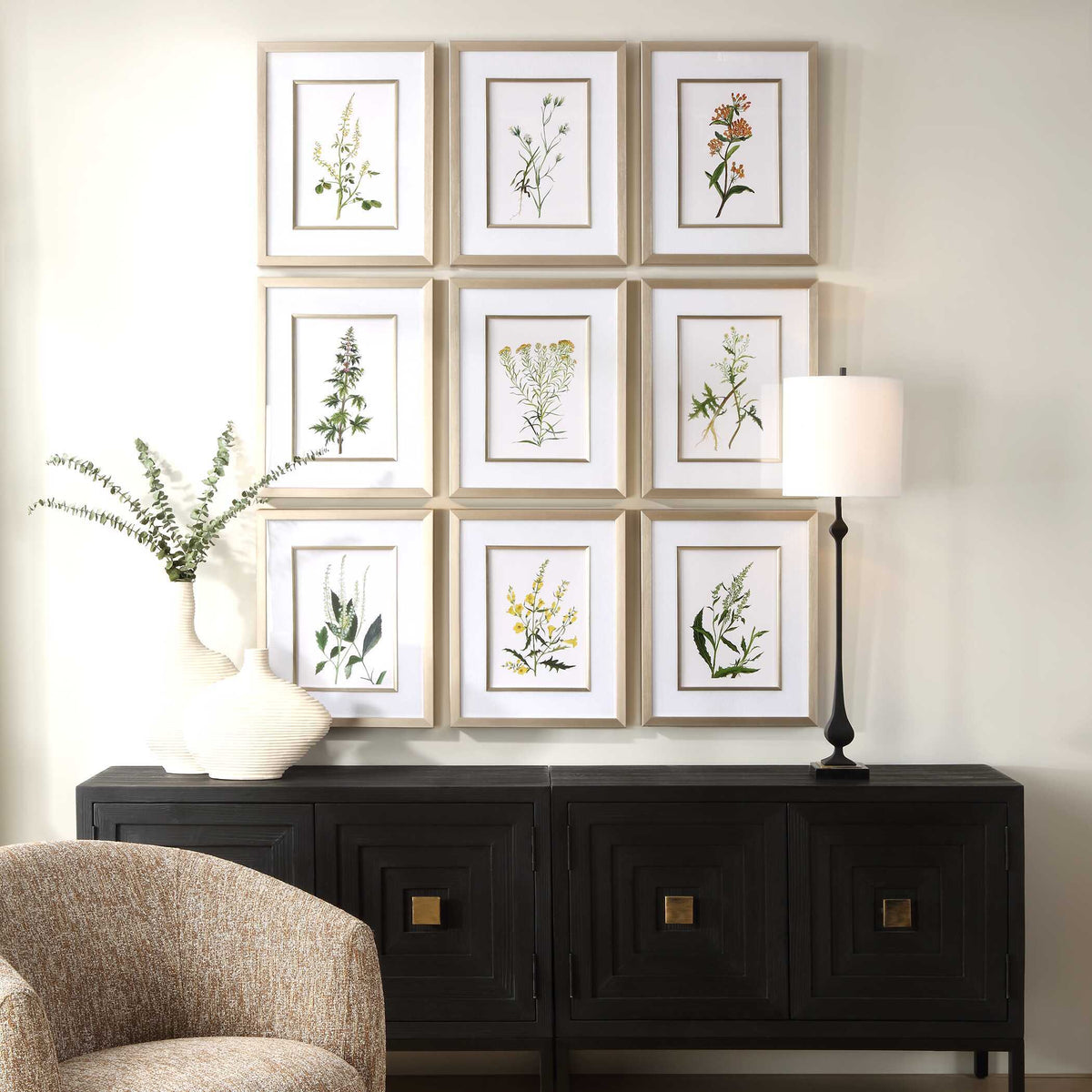 Botanical Flowers Framed Prints (Set of 9) - Green by Uttermost - View 2