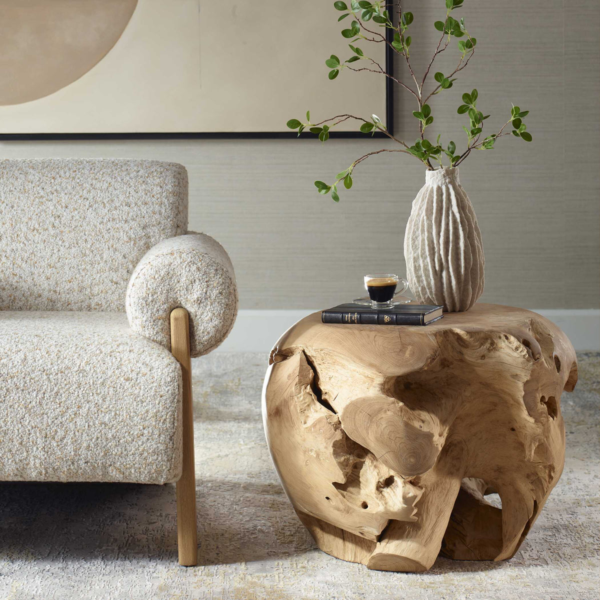 Sola Handcrafted Teak Side Table - Beige by Uttermost - View 3
