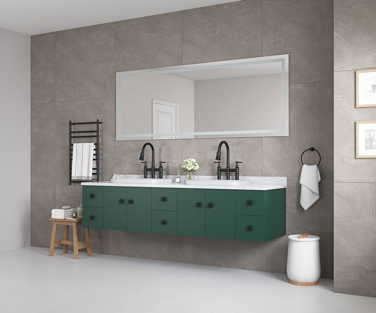 84*30LED Lighted Bathroom Wall Mounted Mirror with High Lumen+Anti - Fog Separately Control+Dimmer Function | Home Elegance USA