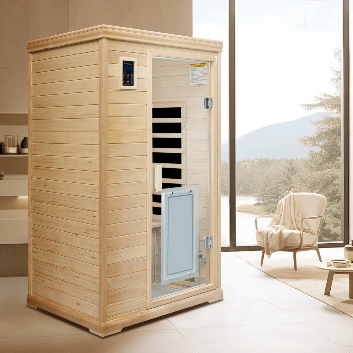 Two-Person Far-Infrared Hemlock Indoor Sauna Room with Bluetooth & LED Lights - sold by Home Elegance USA