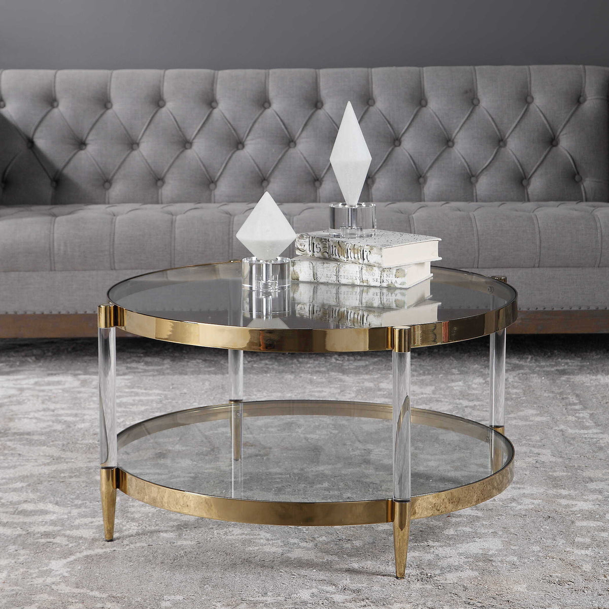 Kellen Glass Coffee Table - Gold by Uttermost - View 2