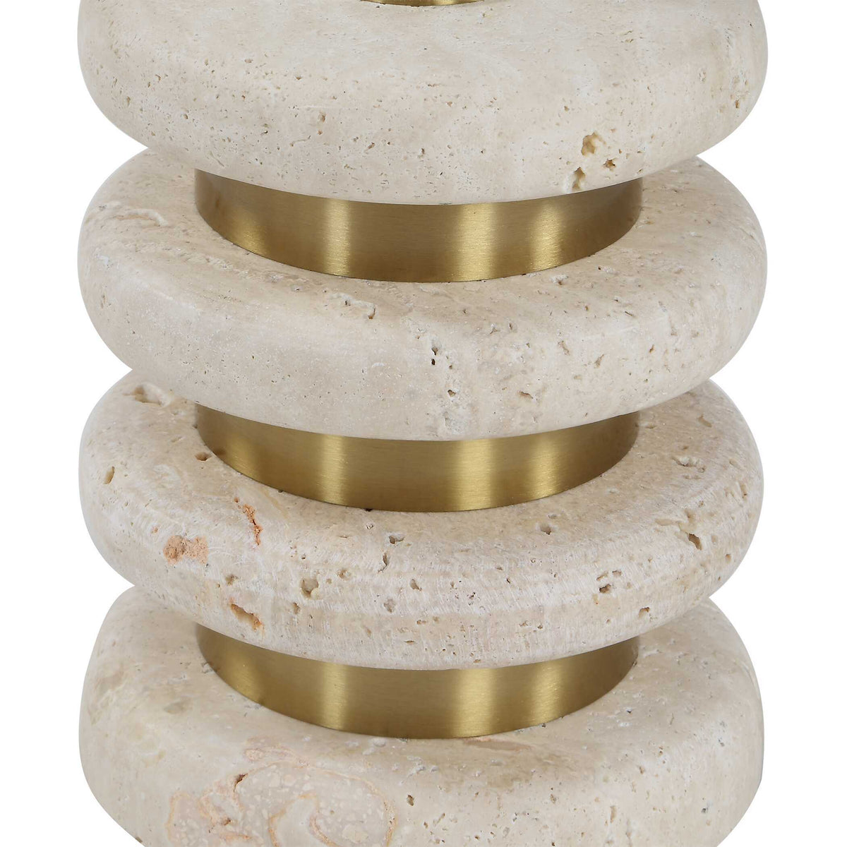 Adames Travertine Drink Table Brass / White - Gold / White by Uttermost - View 5