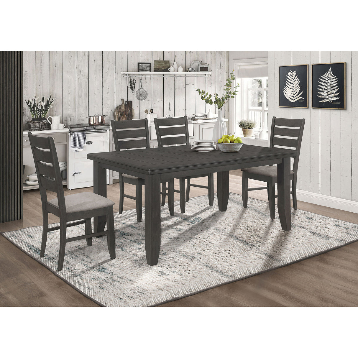 Dexter Grey and Dark Grey 5-piece Rectangular Dining Set