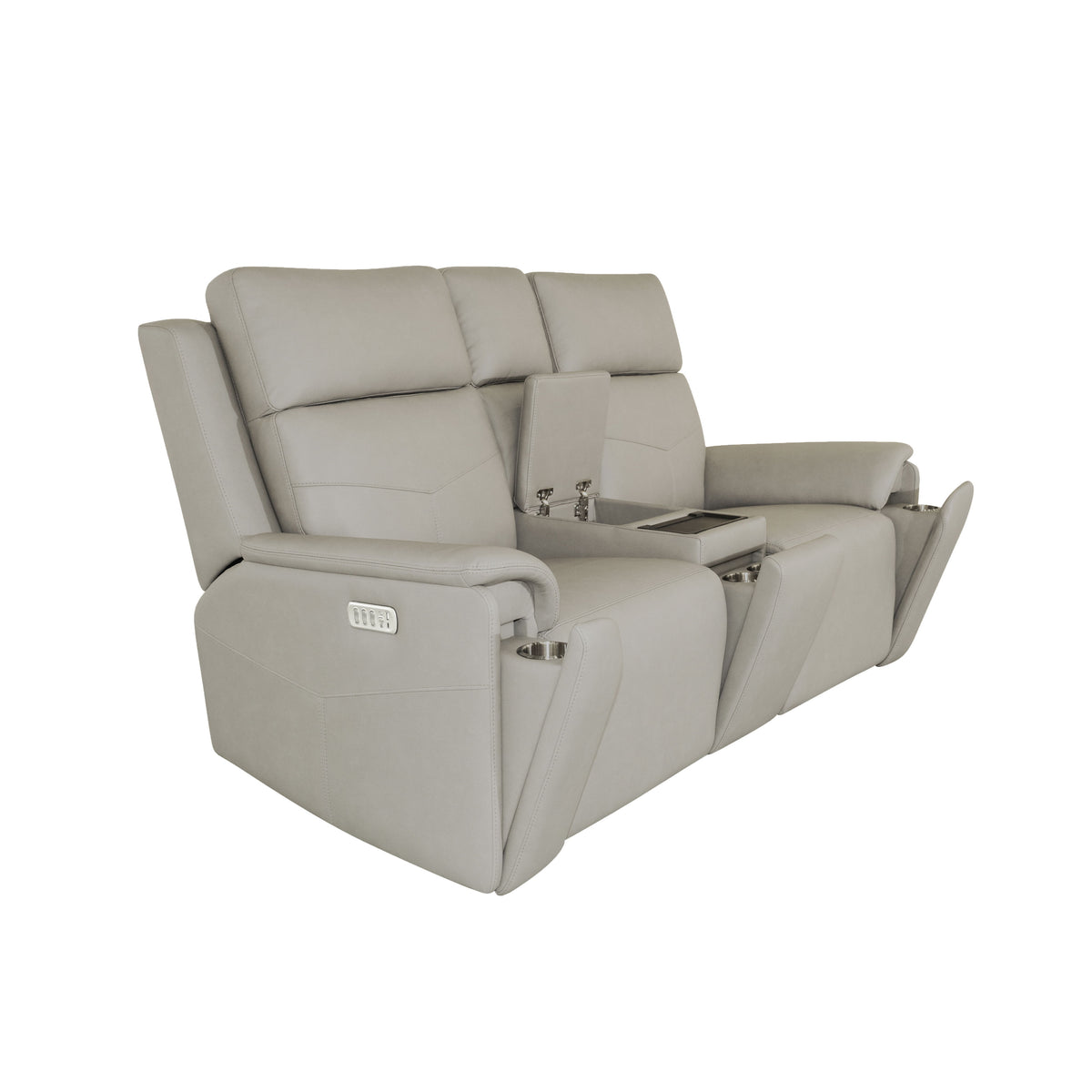 Vernon Power Reclining Loveseat With Console, Power Headrests, Lumbar, Heat & Massage - Dove Gray | Flexsteel