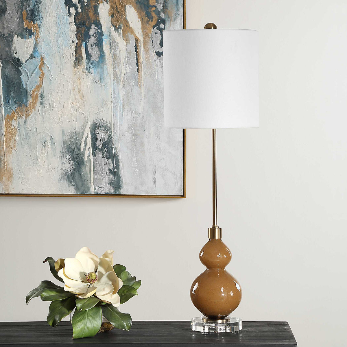 Sienna Glass Buffet Lamp Caramel - Light Brown by Uttermost - View 3