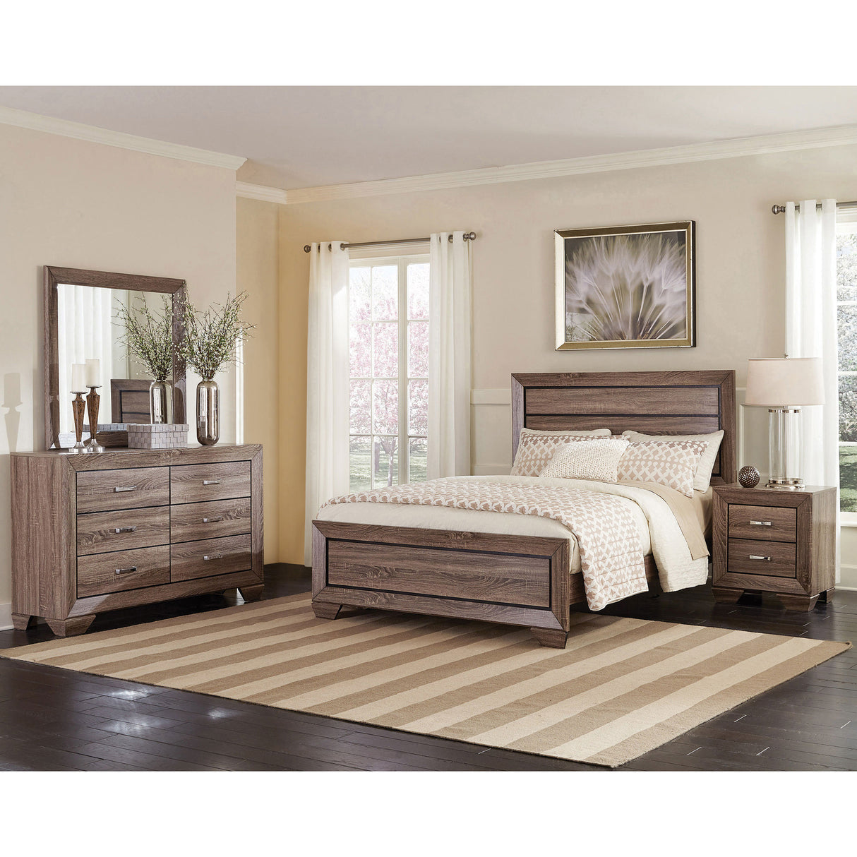 Oatfield Washed Taupe 4-piece Queen Bedroom Set