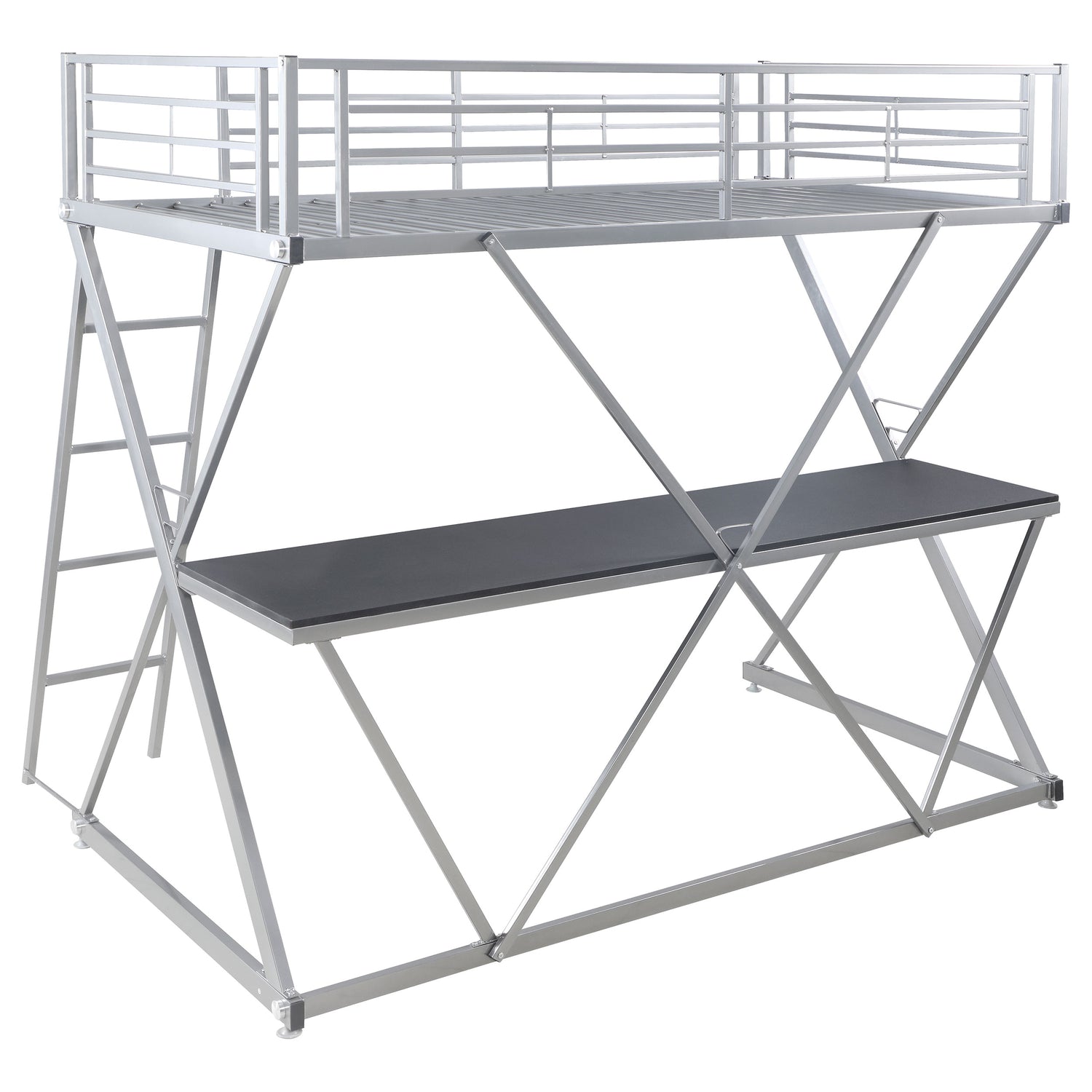 Twin Workstation Loft Bed - Hyde Twin Workstation Loft Bed Silver