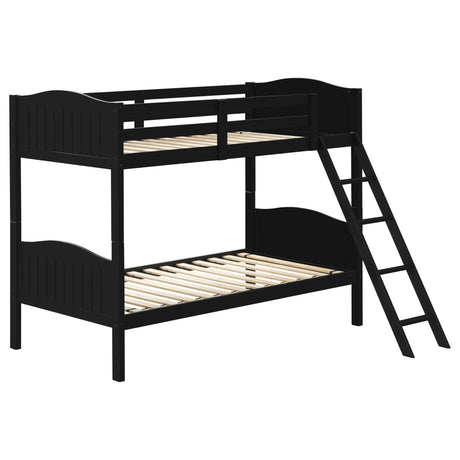 Arlo Twin Over Twin Bunk Bed with Ladder Black | Coaster | Home Elegance USA