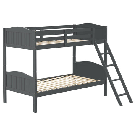 Arlo Twin Over Twin Bunk Bed with Ladder Grey | Coaster | Home Elegance USA
