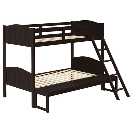 Arlo Twin Over Full Bunk Bed with Ladder Espresso | Coaster | Home Elegance USA